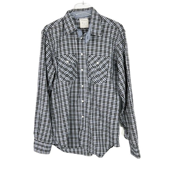 Billy Reid Plaid Button Front Shirt Chest Pockets Size Medium Fit 2 GUC A1514 - Picture 1 of 12